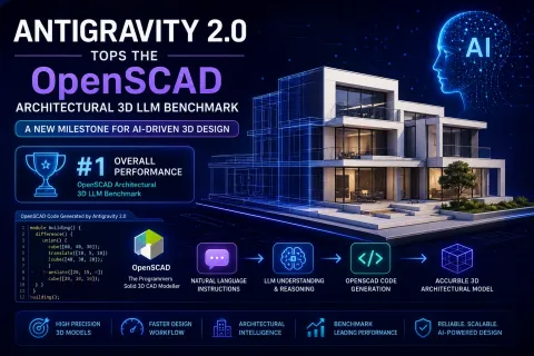 Antigravity 2.0 Tops the OpenSCAD Architectural 3D LLM Benchmark: A New Milestone for AI-Driven 3D Design
